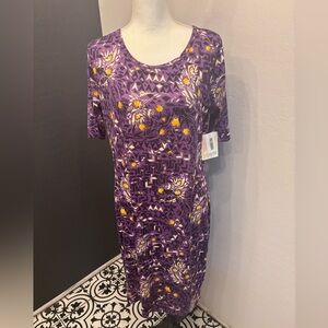 LuLaRoe Purple and Yellow Patterned Julia Dress